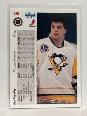525 Ken Priestlay Pittsburgh Penguins 91-92 Upper Deck Hockey Card