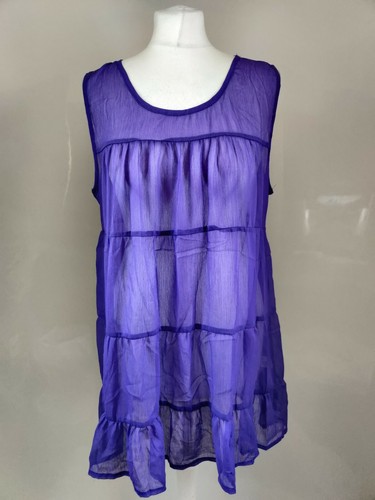 F+F Tesco Women Top Blouse Tiered Purple Sheer Mesh Sleevless A line  Blogger 18 | eBay