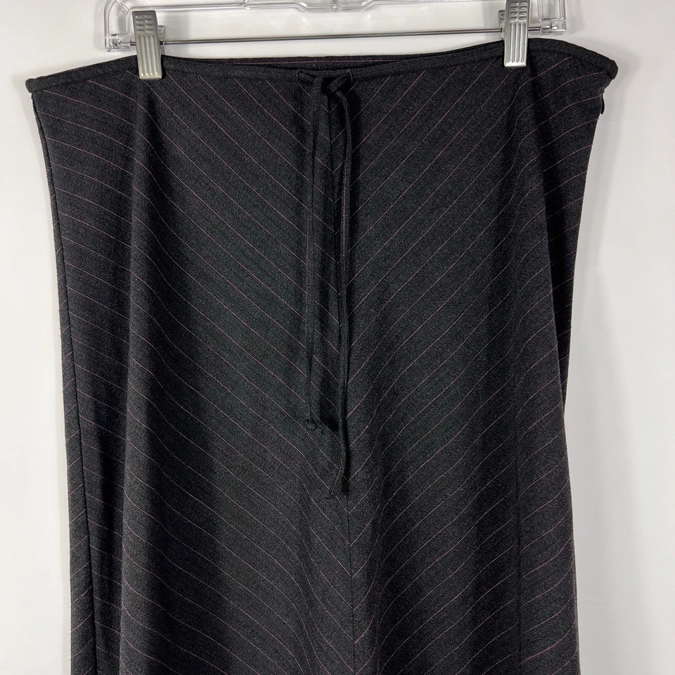 Falda vintage antigua azul marino para mujer talla 12 debajo de la rodilla midi gris a rayas elástica Foto 2 de 4