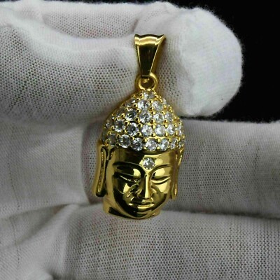 2.00Ct Lab Created Diamond Round Buddha Pendant 14k Yellow Gold Plated Silver