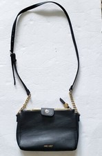Nine West Purse Womens Black Crossbody Handbag Shoulder Bag Gold Accents Classic