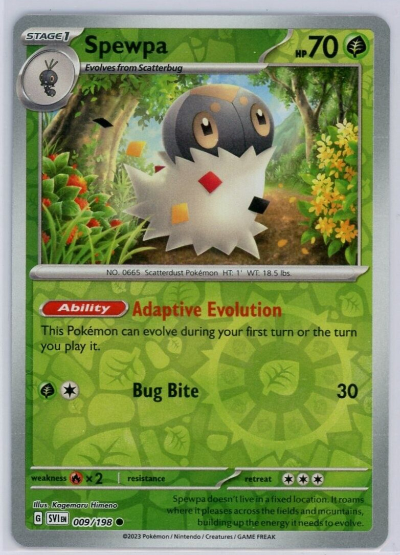 Pokemon TCG Spewpa Scarlet & Violet Base Set 009/198 Reverse Holo Common