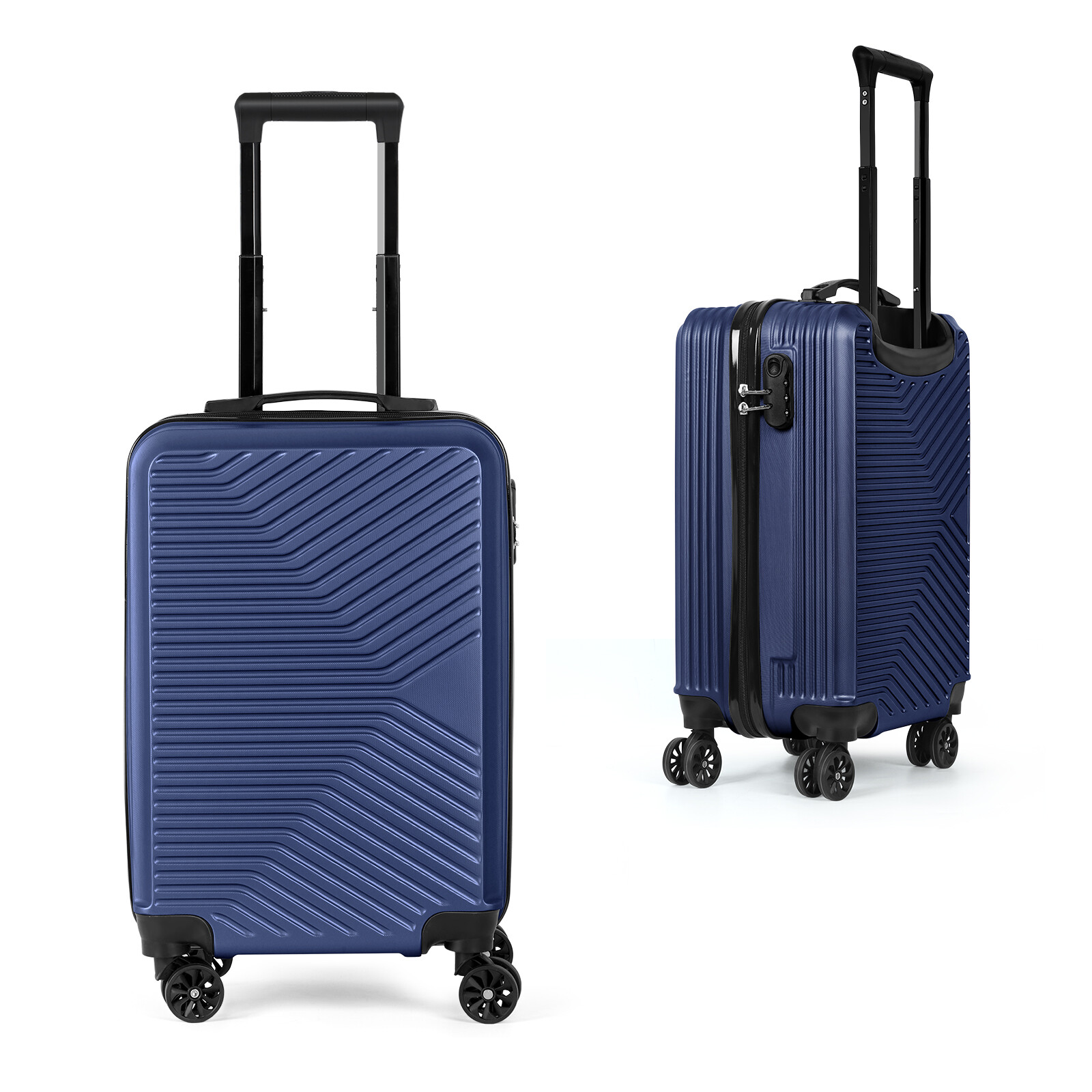 20inch Carry On Luggage Hardshell Lightweight Suicase w/Spinner Wheels Lock Blue-image