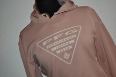 39551 Columbia PFG Fishing Hoodie Pullover Pink Polyester Size