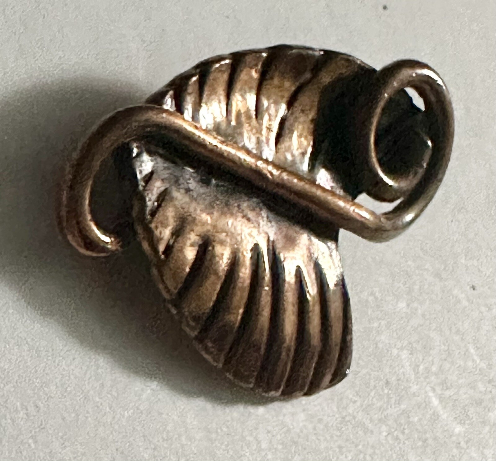 Small Solid Copper Leaf Pin Vintage Brooch 1-1/2”… - image 2