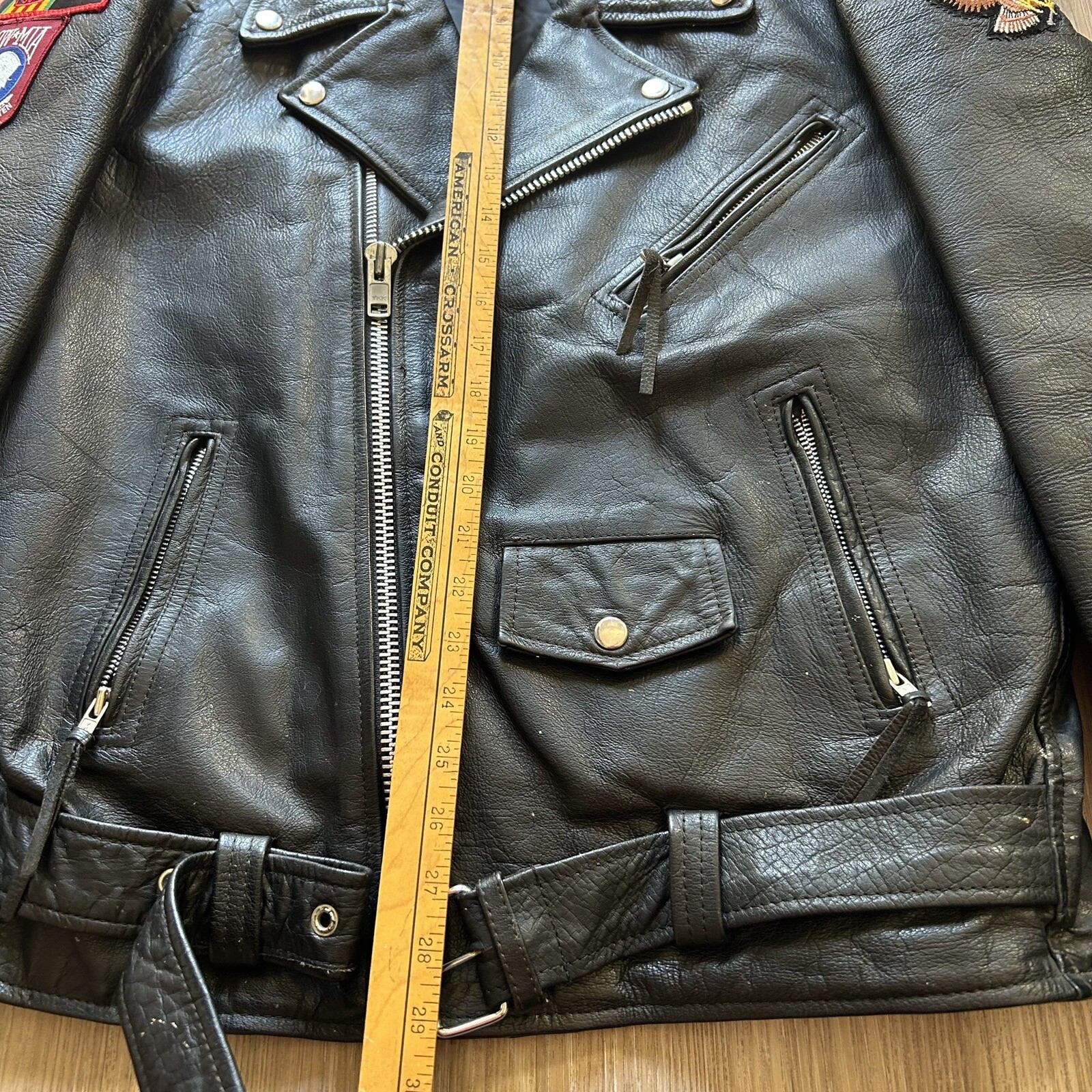 Protech Black Leather Motorcycle Jacket Biker Men… - image 8