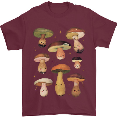 Mushroom Faces Foraging Mycology Herren T-Shirt 100% Baumwolle