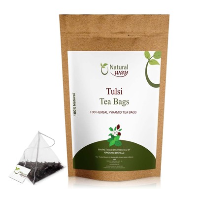 Holy Basil, Tulsi Tea Bags | Pyramid Tea Bags Caffeine-Free 9 OZ (Pack of 100)
