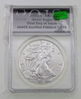 2018-W S$1 Burnished Silver American Eagle Graded by ANACS as SP70