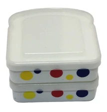 2 Set Vintage Wonder Bread Sandwich Storage Holder Lunch Box Plastic With Logo