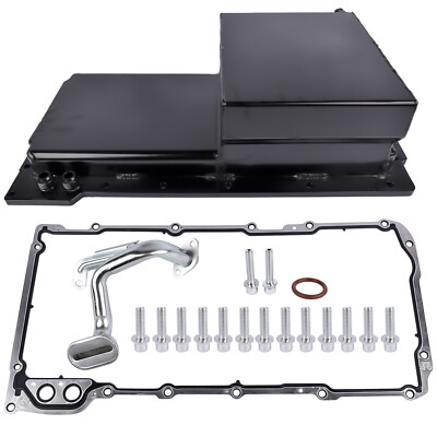 Black Front Wet Sump Oil Pan Kit w/ Tube, Gasket for GM LS LS1 LS2 LS3 LS6 7-QT
