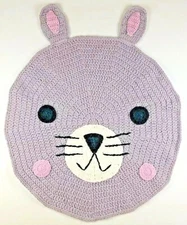 Handmade Crochet Small Area Rug Animal Mouse, Bunny, Bear, Play Rug Soft Nursery