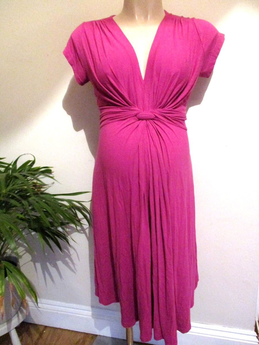 SERAPHINE MATERNITY FUCHSIA PINK TWIST FRONT OCCASION DRESS SIZE