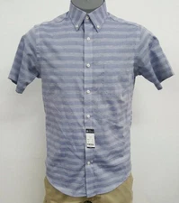 Cremieux Classics Slim Fit Navy Striped S/S Men's Shirt NWT $79.50 Choose Size