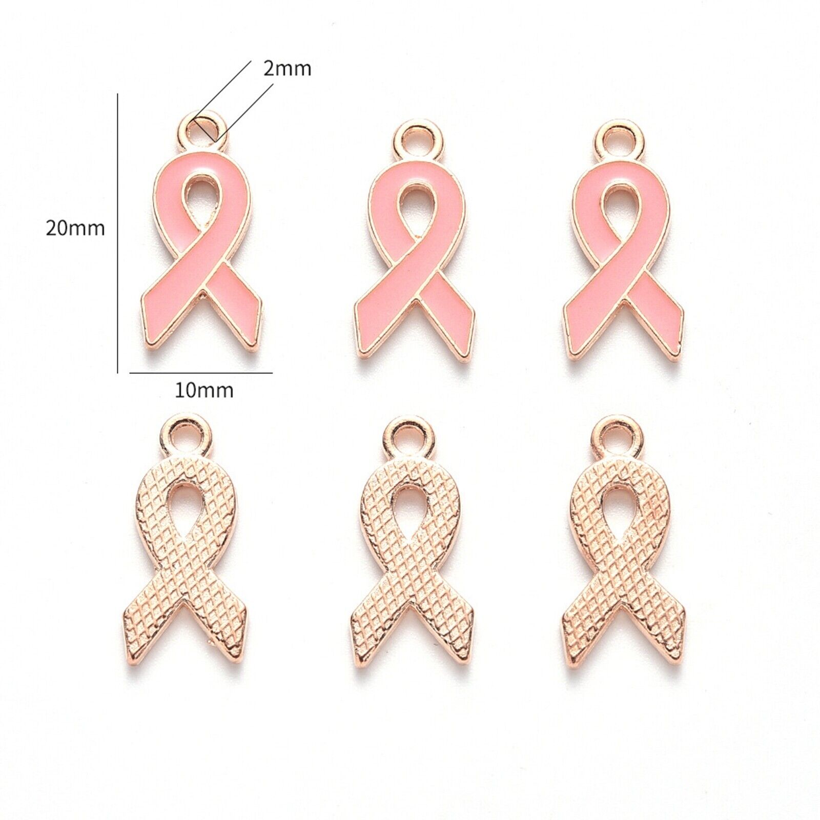 Es decir golondrina para castigar 10 Golden Alloy Enamel Pink Ribbon Breast Cancer Awareness Charms Pendants  20mm | eBay