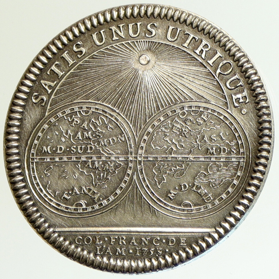 1800s FRANCE King Louis XV RESTRIKE SILVER American Colonial Jeton Medal  i105156