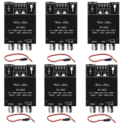 6Pcs ZK-1002T 100W*2 Bluetooth 5.0 Amplifier Board Stereo Amplifier Treble Bass
