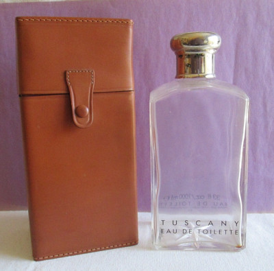 Tuscany Aramis 1990's Vintage 33 oz 1000 ml Eau de Toilette Italian Leather Case