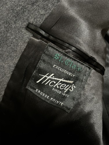 Hickey-Freeman Current Brown/Black Herringbone Classic Wool Unisex Coat XL - Picture 4 of 14