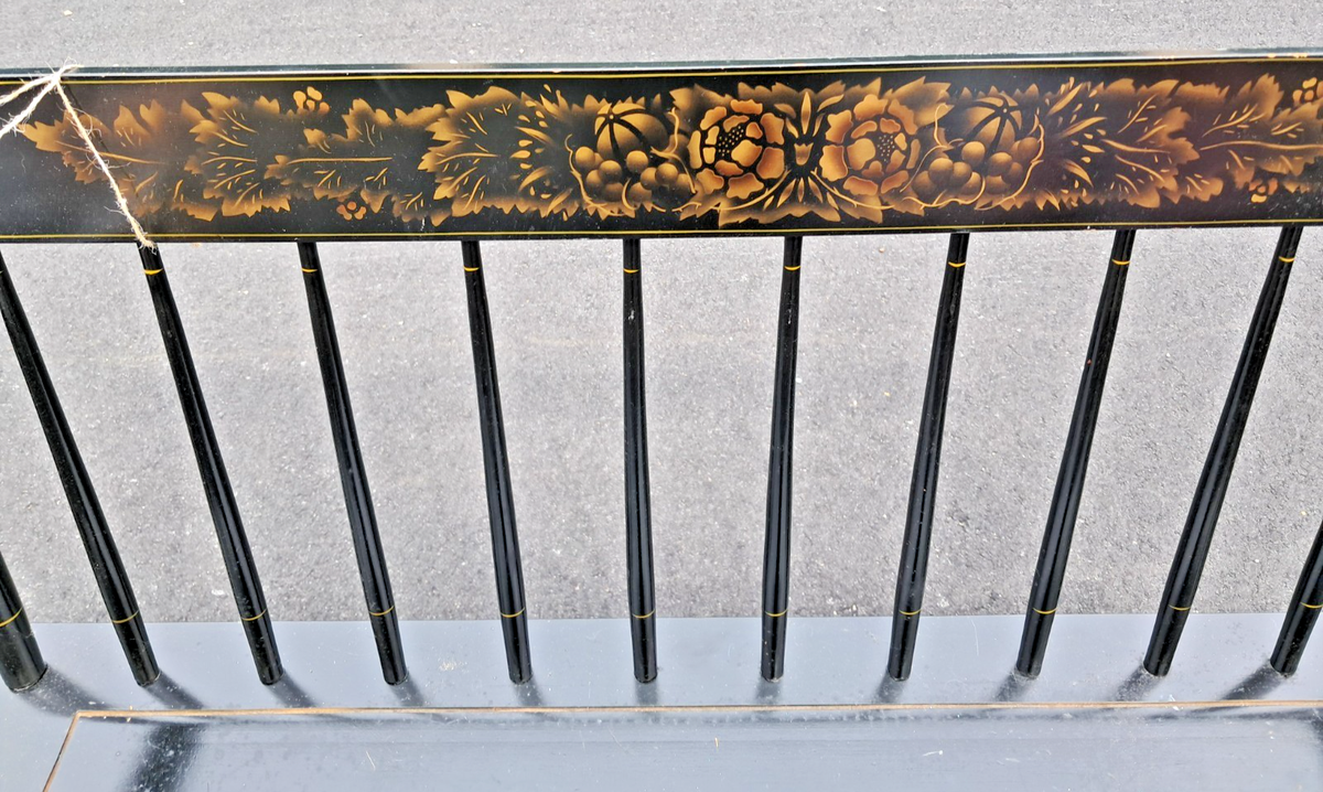 L. Hitchcock stencil decorated black Deacon's bench spindle | eBay