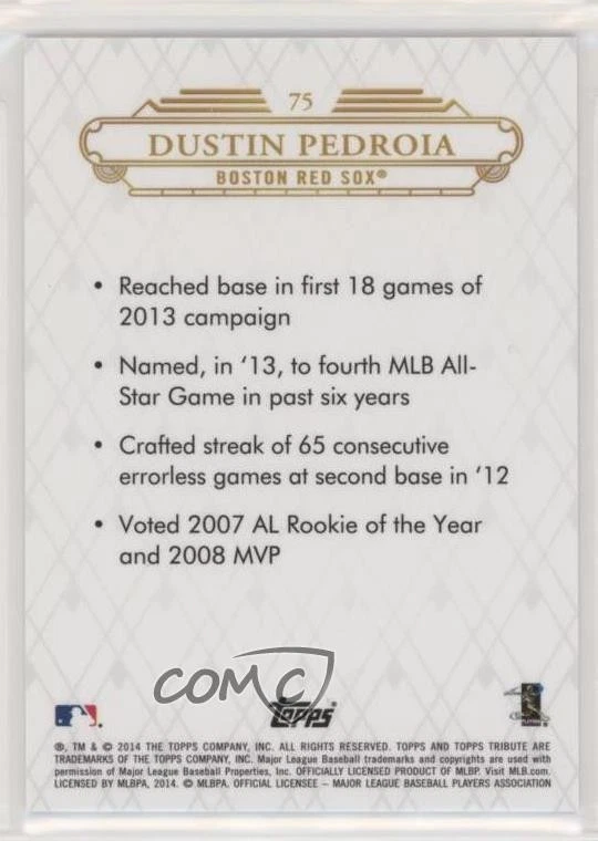 2014 Topps Tribute Dustin Pedroia #75 - Image 2 of 2