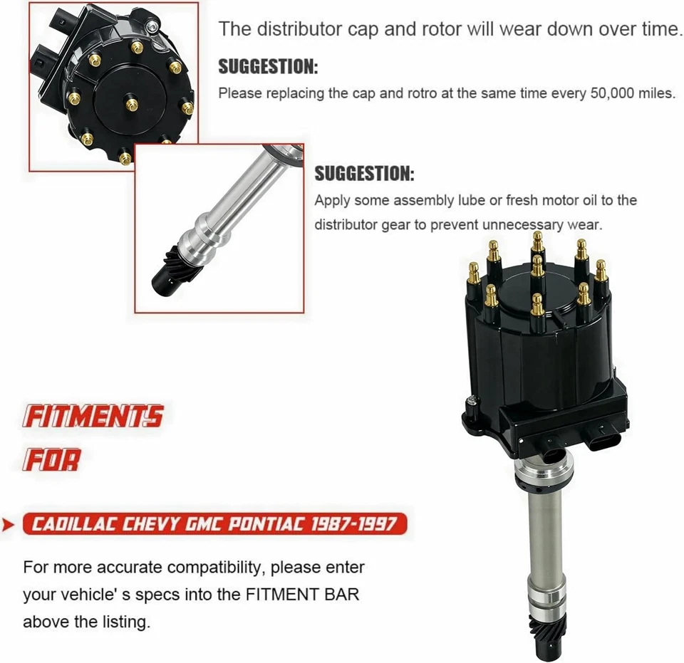 Distribuidor de encendido Chevy GMC camioneta bloque grande pequeño 1500-3500 305-427 tapa negra Foto 4 de 4