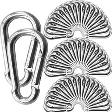 100Pack Spring Snap Hooks Carabiner, M5 3/16" Carabiner Clips Small, Sliver 