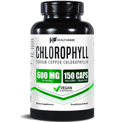 Healthfare Chlorophyll Capsules 600mg | 150 Veg Capsules | Premium Plant-Based