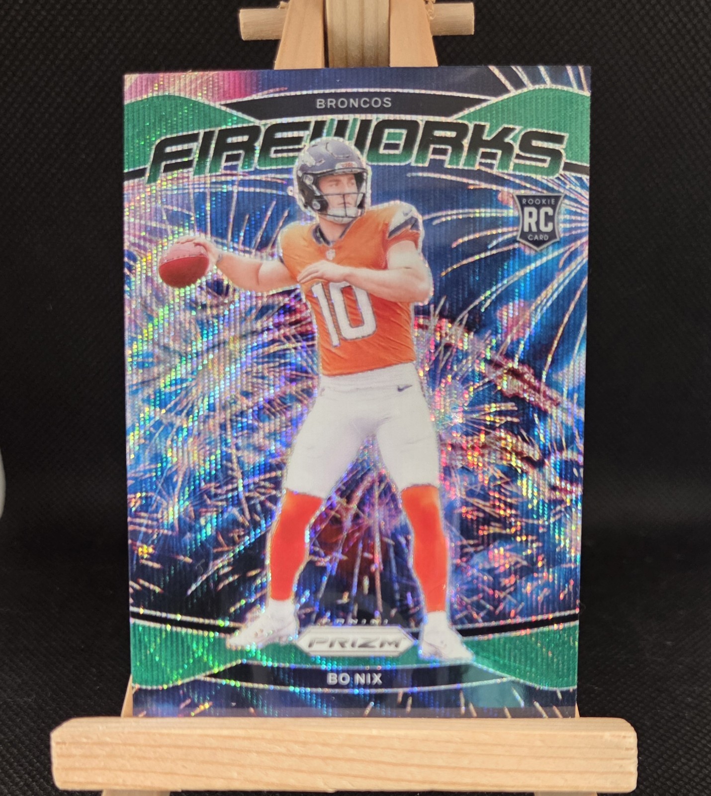 2024 Panini Prizm - Fireworks Bo Nix #23 Green Wave Prizm (RC)
