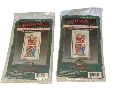 Lot (2) Indoor/Outdoor Christmas Hill Expressions Door Panels Unopened; Santa