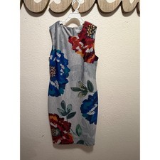 Calvin Klein Women Sheath Dress Floral Print Blue Red Sleeveless