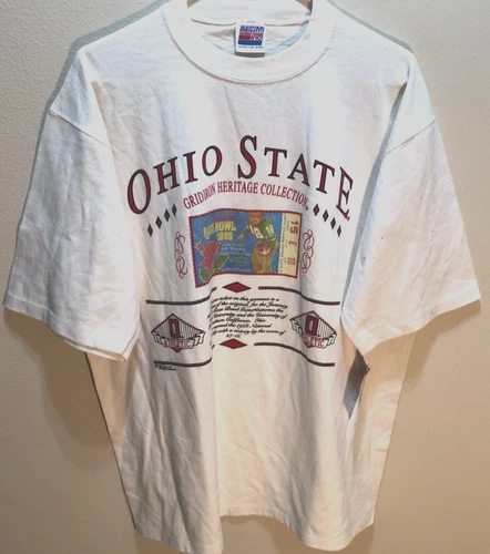 Ohio State Buckeyes NCAA Gridiron Vintage 90s Big Ten Sample White T-Shirt L Tag