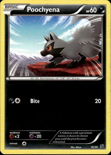 Poochyena Common Kalos Starter Set 16/39 Darkness Pokemon Card