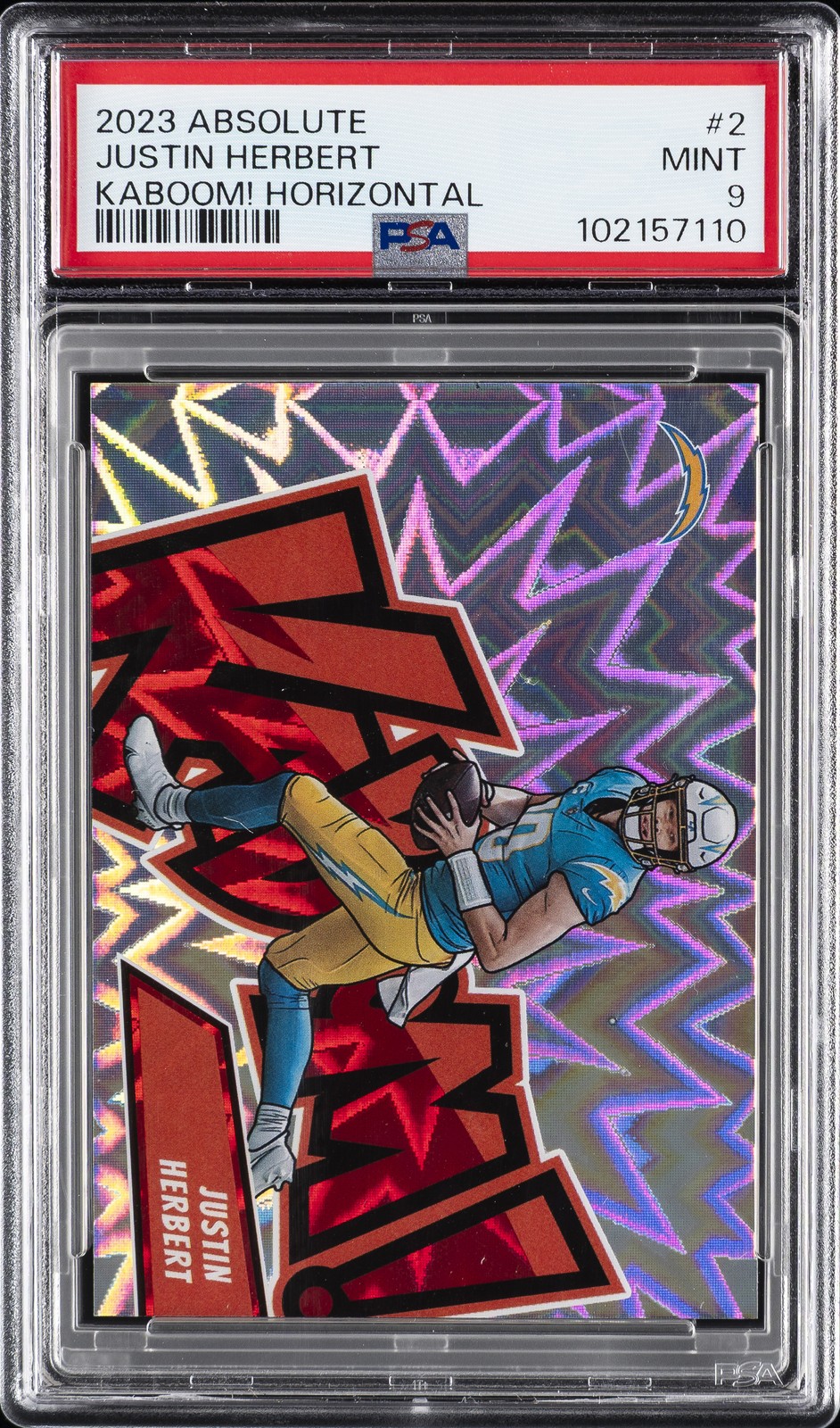 2023 PANINI ABSOLUTE KABOOM! HOR #2 JUSTIN HERBERT PSA 9