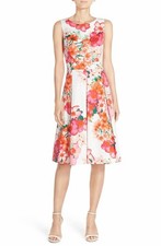 Eliza J NWT Midi Floral Multicolored Semi Formal Cocktail Dress With Pockets