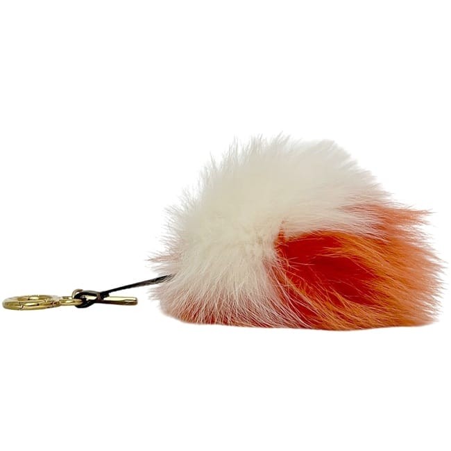 FENDI Bag Charm Key Holder Strap Fur White Orange Authentic thumbnail 19
