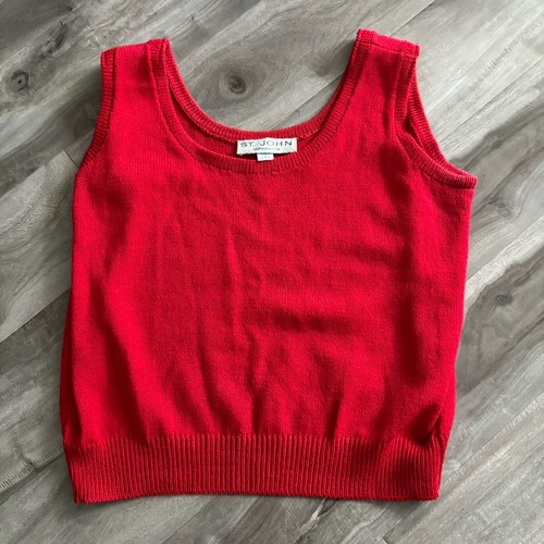 St. John, St. John Separates Red Knit Shell Tank Top Size M Medium Vintage Made In USA