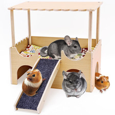 Meerschweinchen Schloss Holz Versteck Mit Treppe Groß Kleintierhaus Für Hamster 