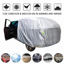 Universal SUV Sedan Full Car Cover - Outdoor Waterproof UV Sun Rain Snow Silver
