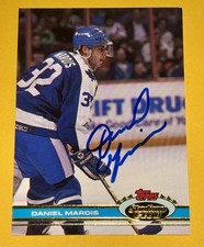 Daniel Marois SIGNED 1991-92 Topps Stadium Club Card #197 Auto Maple Leafs
