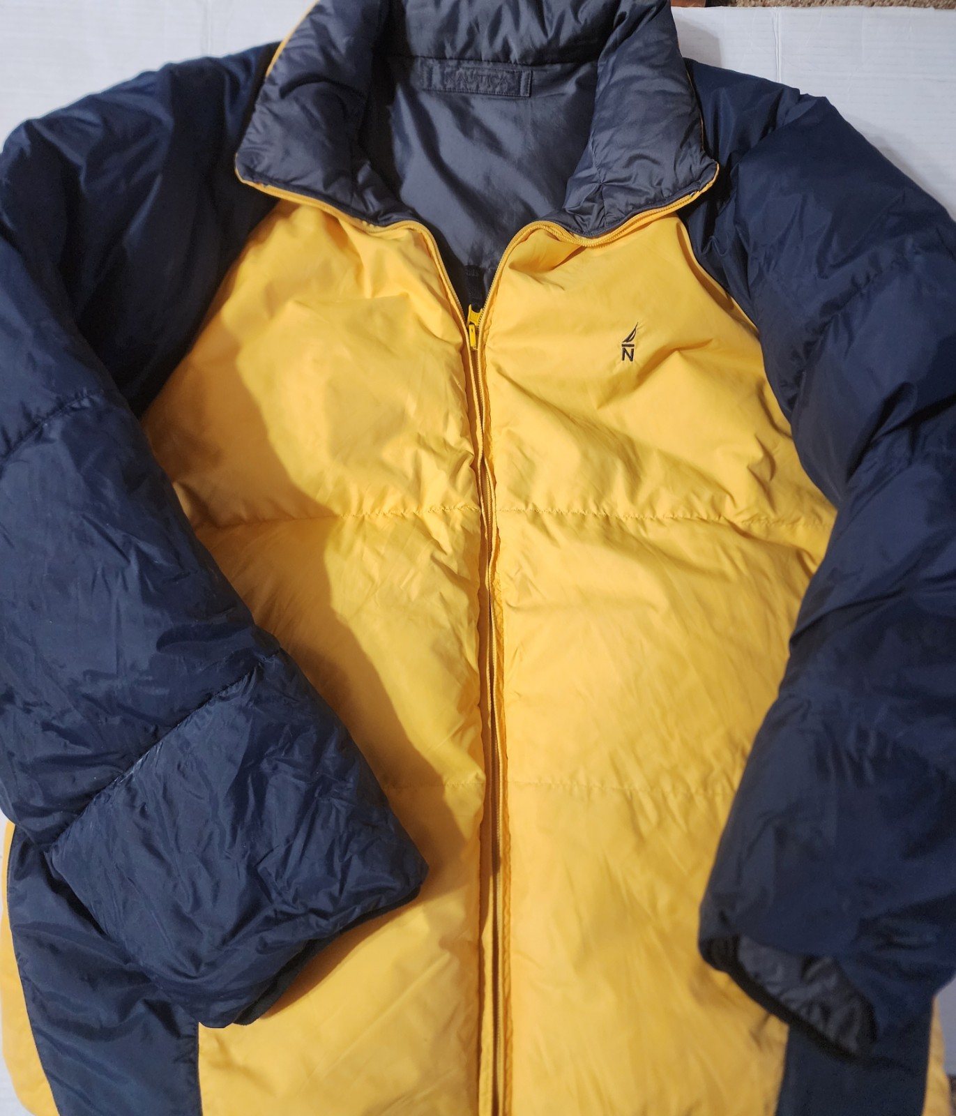 NWT Nautica Men's SZ XXL Reversible Puffer Jacket, Hidden Ho