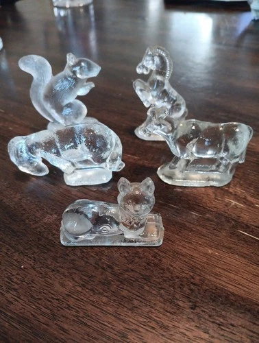 Crystal Glass Clear Small Squirell Cat Horse Animals Lot of 5