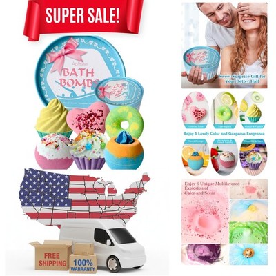 Aofmee Bath Bombs, 6pcs Bubble Bath Bomb for Girls, Handmade Fizzies Bathbomb...