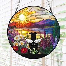Personalized Dog Loss Sympathy Gift, Custom Dog Memorial Stained Glass Suncatche