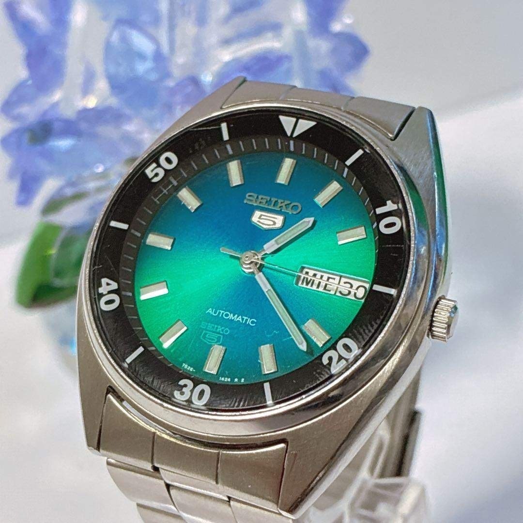 SEIKO 5 Seiko Five Watch Turquoise Blue Rare Working