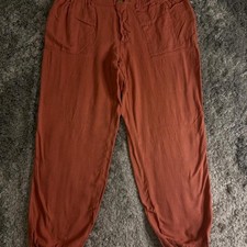 Derek Heart Burnt Orange Linen Blend Pants Womens Medium Workwear Tapered Leg