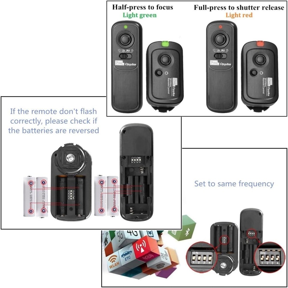 Pixel RW221-E3 Camera Remote Shutter Release Wireless Radio Control ...