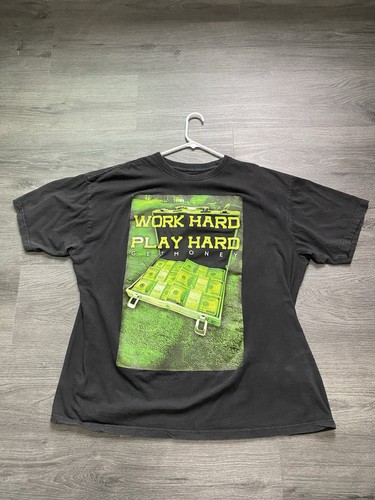 Hard Ten Clothing Co. Work Hard Play Hard Graphic Black Men's T-Shirt Cotton 5XL