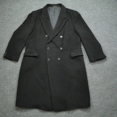 ジャケット・アウター vintage cashmere double long coat Vintage Teller Cashmere Coat Mens 44 Black Trench Jacket Double