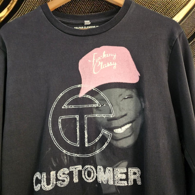 Telfar Center Jenny Long Sleeve Shirt Black FW18 Graphic Logo CUSTOMER  Small